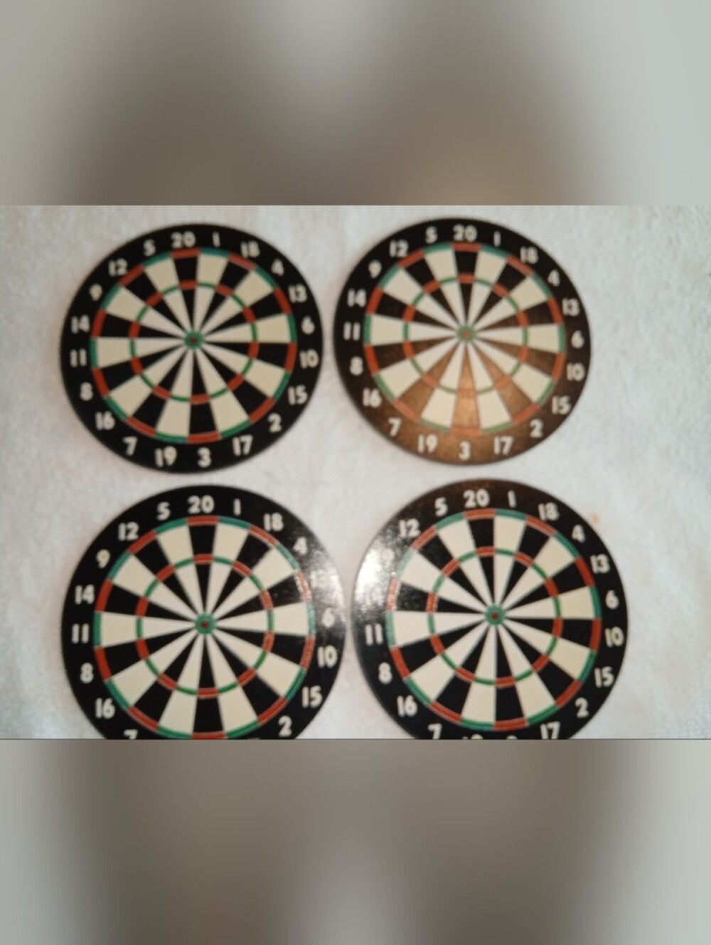 Classic Dartboard Coasters Set Of 4 - Black, Cream, Green And Red HiAccent